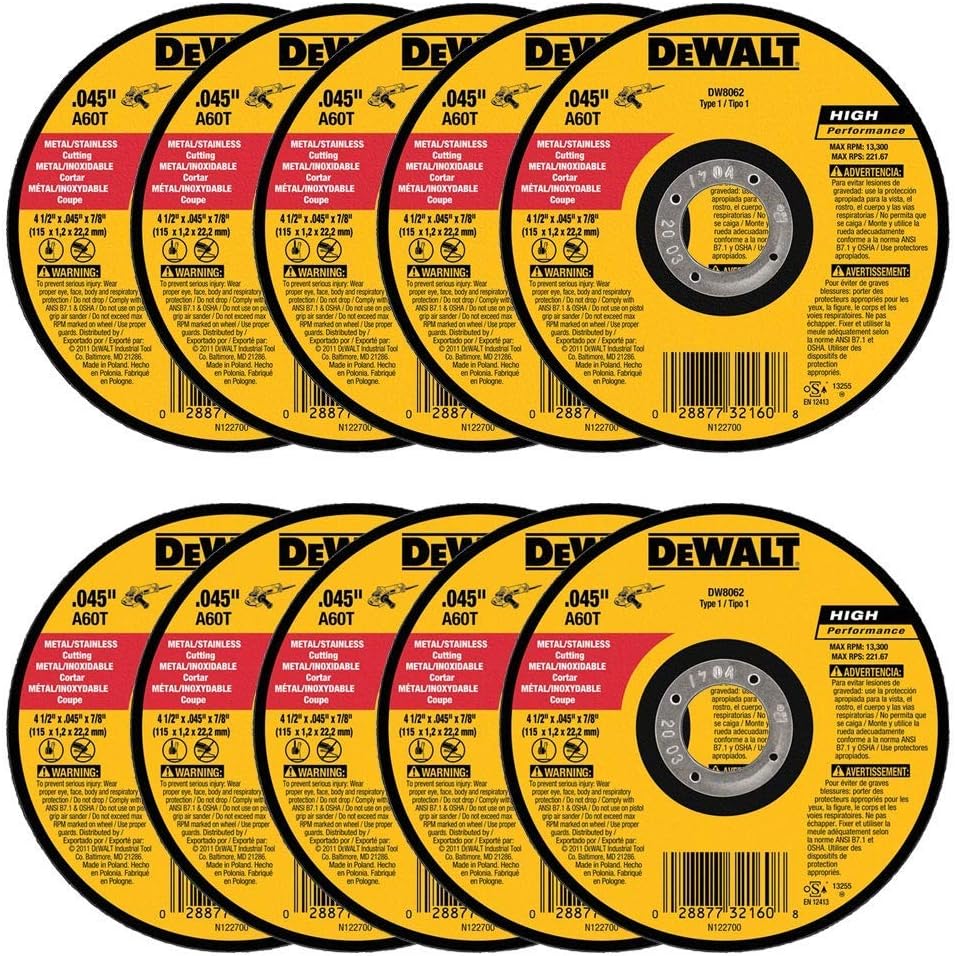 DEWALT DW8062 Metal Cut-Off Wheel 4-1/2 in for Fast Cutting