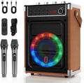 Wood Grain Karaoke Machine w/ Wireless Mics & Bass/Treble - Perfect for Parties!