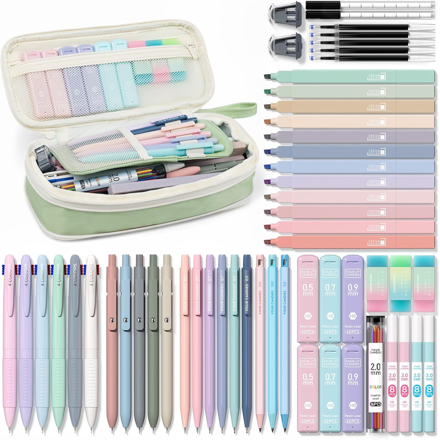 Four Candies 56 PCS Aesthetic School Supplies Set for Students