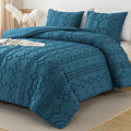 Tufted Teal Comforter Set Full 3pc - Soft Microfiber Cozy Comfort
