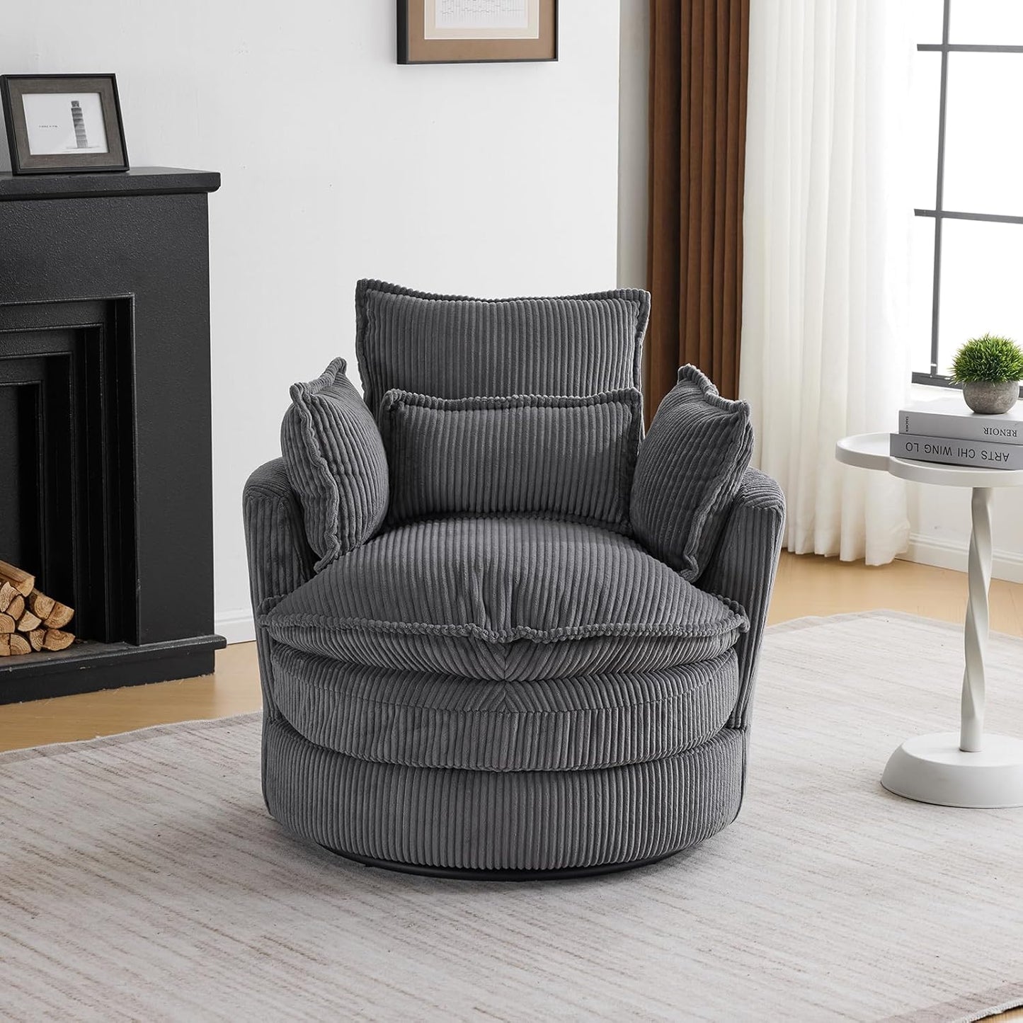Karl Swivel Barrel Chair - Modern Comfort in Grey