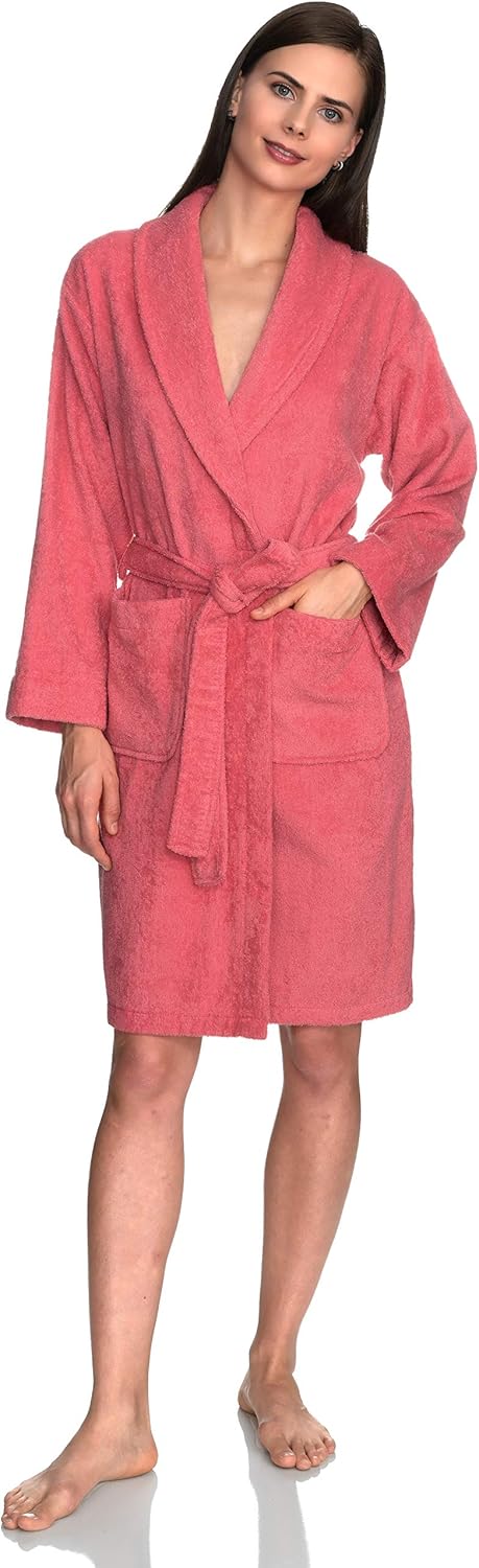 Luxurious Cotton Short Terry Shawl Bathrobe for Women