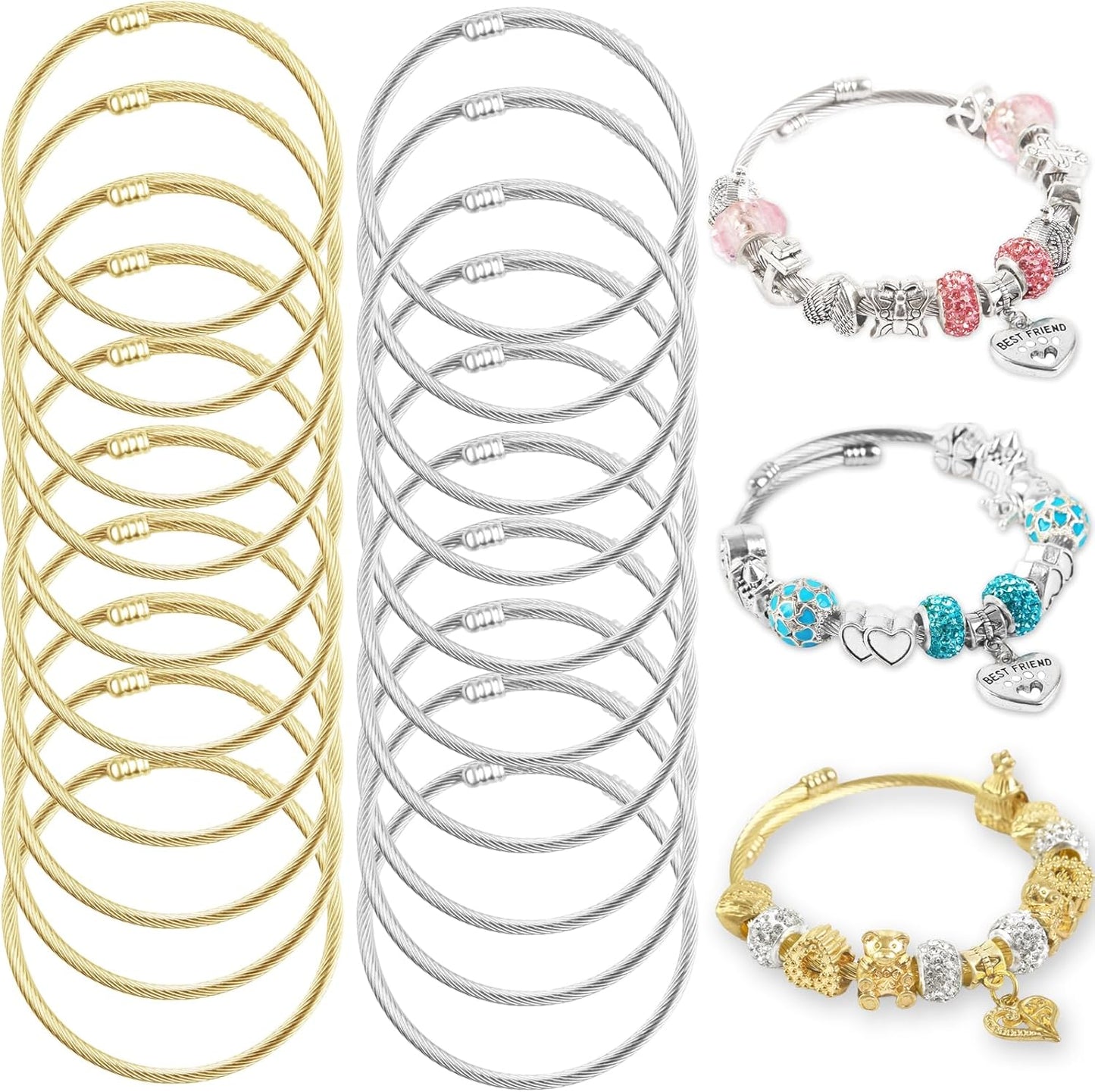 Adjustable Stainless Steel Bracelet Set - DIY Jewelry Supplies