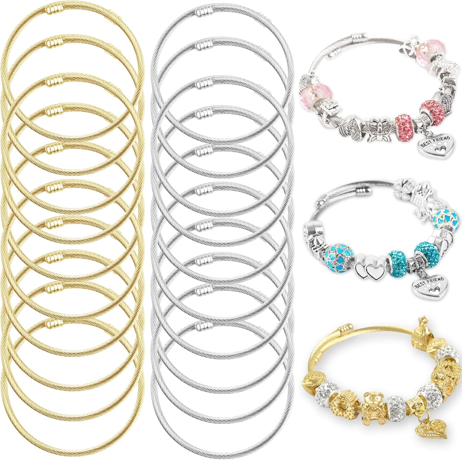 Adjustable Stainless Steel Bracelet Set - DIY Jewelry Supplies