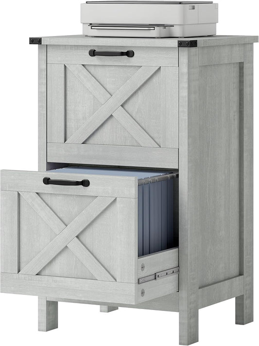 HOMCOM Rustic Farmhouse 2 Drawer Vertical File Cabinet