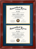 Double 8.5x11 Diploma Certificate Frame with Cherry Lacquer Finish