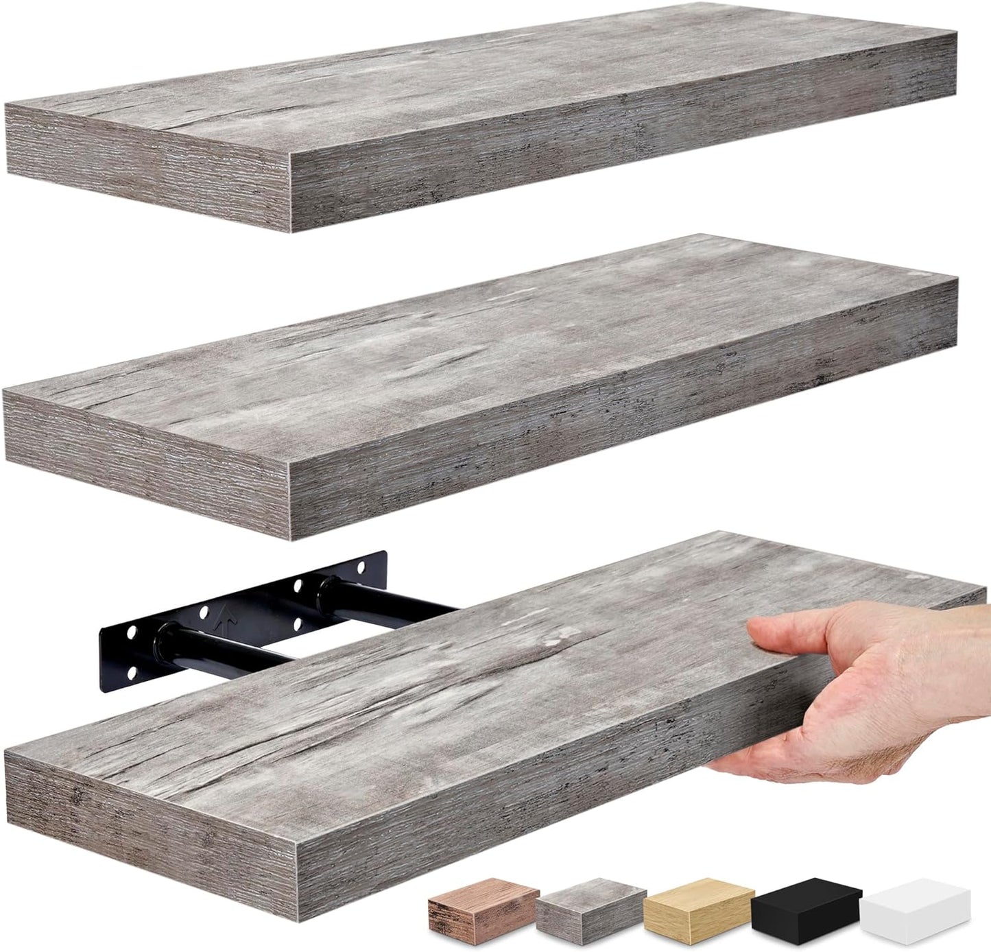 Sorbus Floating Shelves for Wall - Rustic Wood Storage Solution