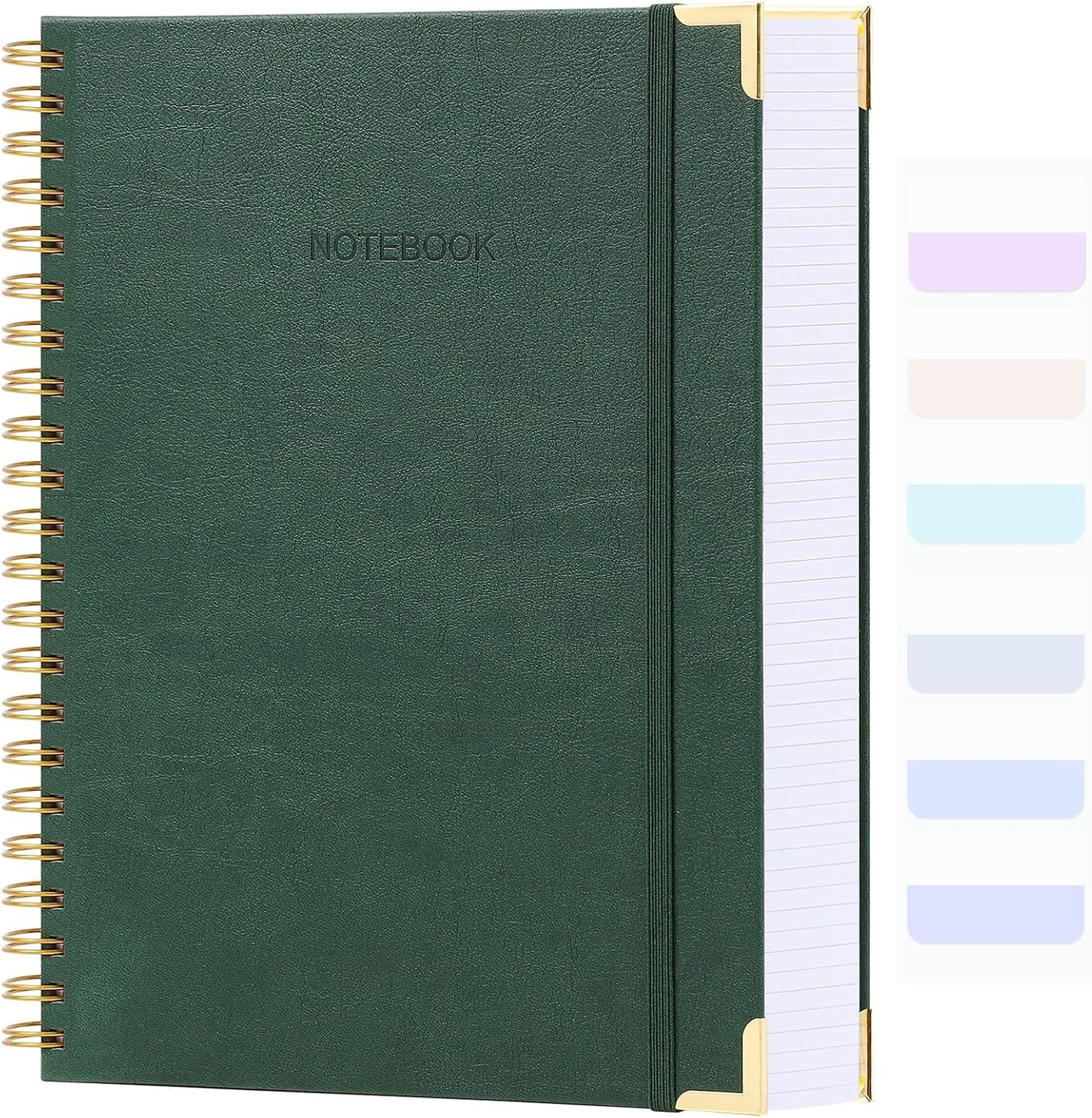 Premium Leather Bound Graph Paper Notebook - 300 Pages, A4 Size, 24 Tabs, Green