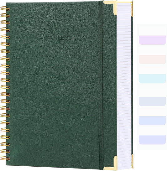 Premium Leather Bound Graph Paper Notebook - 300 Pages, A4 Size, 24 Tabs, Green