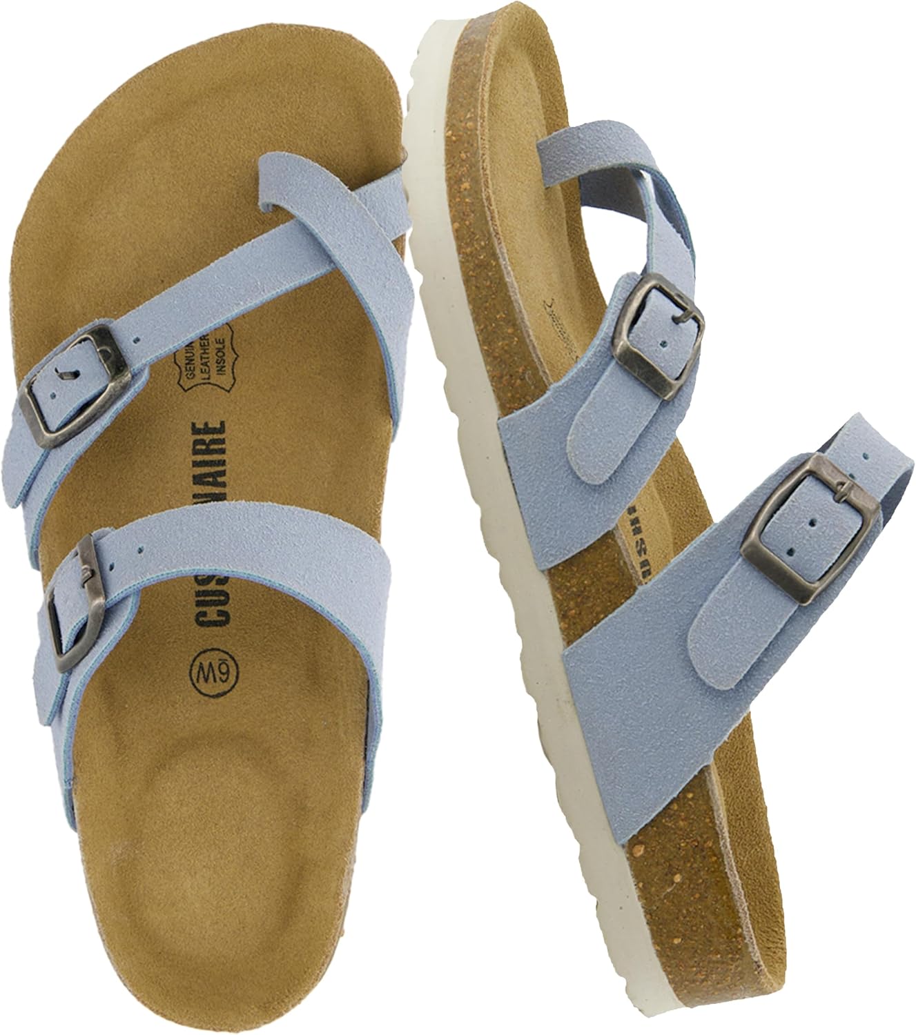 CUSHIONAIRE Women's Luna Cork Footbed Sandal for Comfort