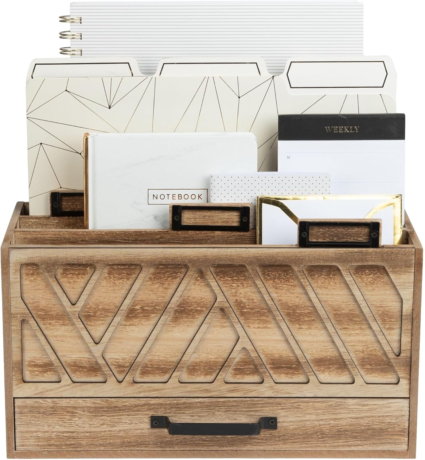 Natural Wood Desktop Mail Organizer for Stylish Document Storage
