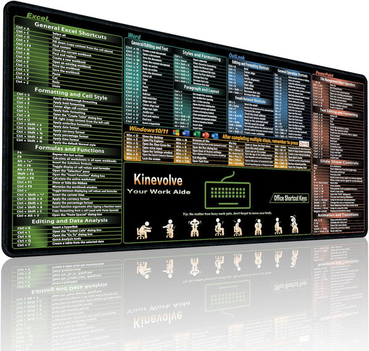 Boost Productivity with XL Gaming Mousepad - Kinevolve Shortcut Keys Mat