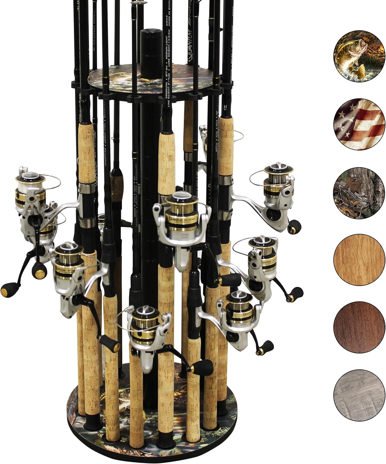 Organize 16 Fishing Rods with Round Holder