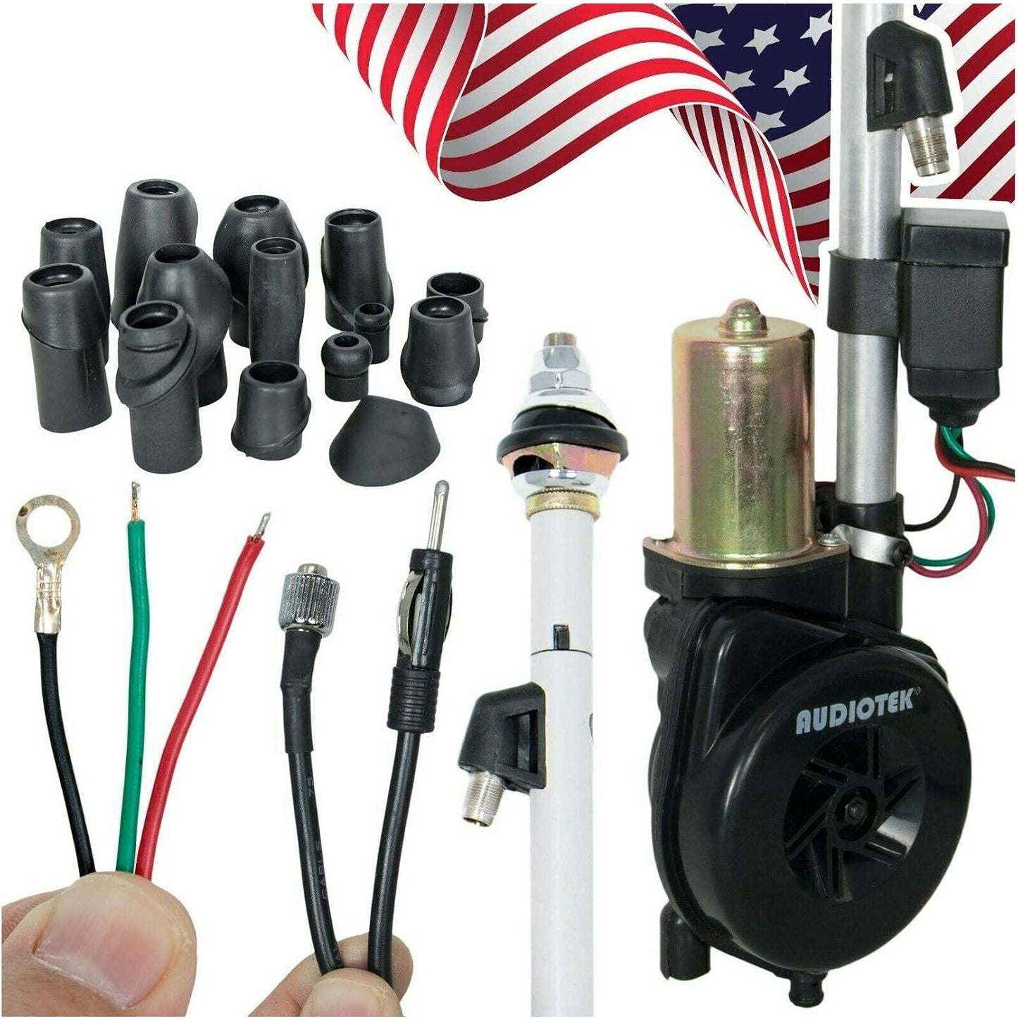 Audiotek Waterproof Universal Electric Power Antenna for Cars