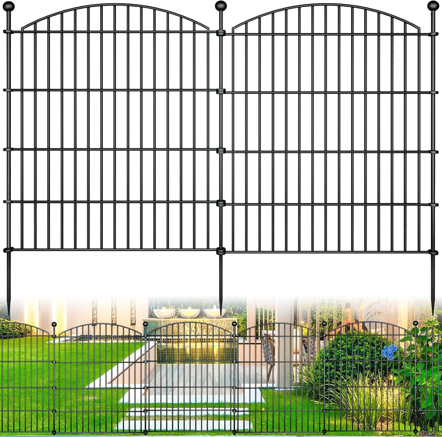 10 Panels Garden Fence Dog Fence Outdoor for Yard, 32in H