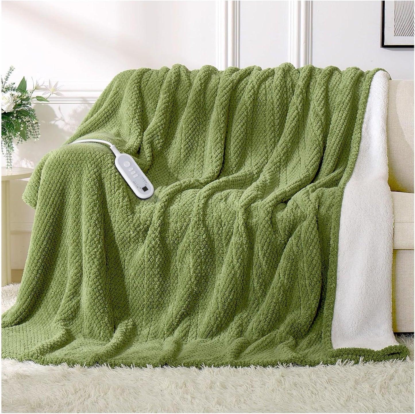 Heated Blanket Electric Blanket Full Size Fuzzy Fleece Comfort