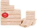 Bathroom Towel Set 18-Piece Beige 600 GSM Cotton - Soft & Absorbent