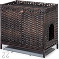 Cat Litter Box Enclosure Furniture - Hidden Rattan Cat House