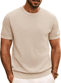 Mens Knit Crewneck T-Shirt - Classic Short Sleeve Casual Tee