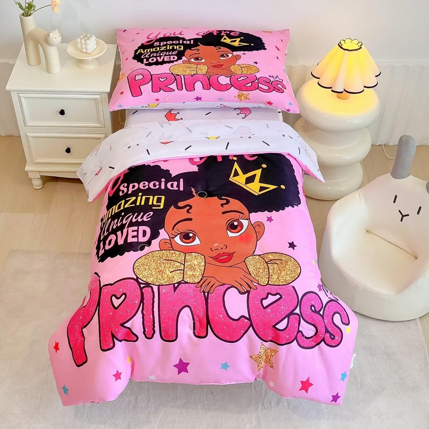 4 Piece Toddler Bedding Set for Girls with Black Girl Magic