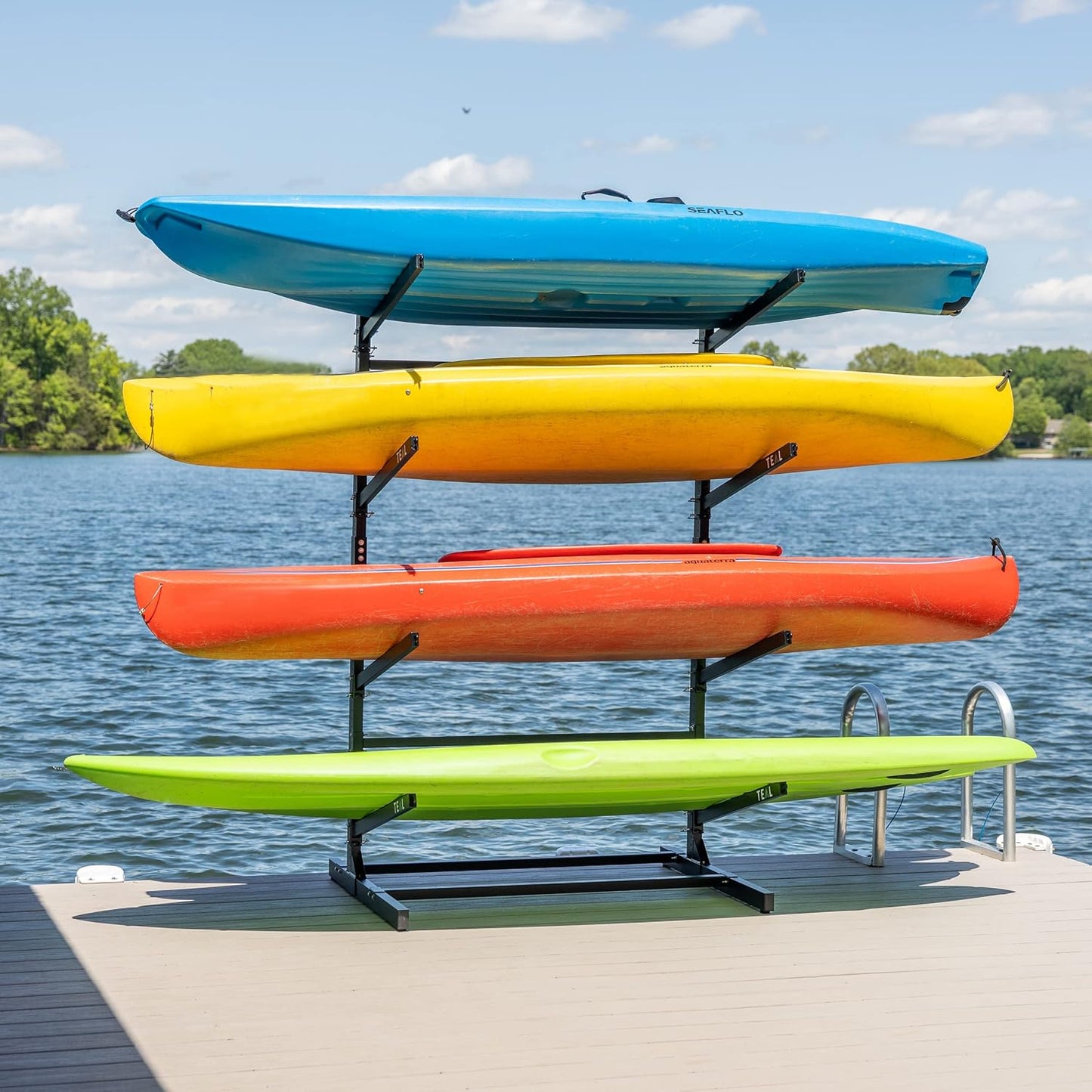 Teal Triangle Kayak Storage Rack - Durable 4-Level Organizer