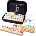 Rummy Cube Game Set with 4 Wooden Racks - Portable Family Tile Game
