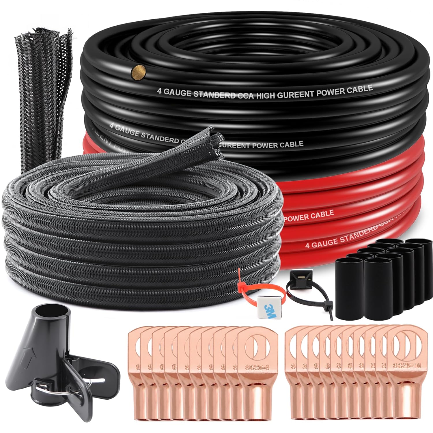 100FT 4 Gauge Wire Copper Clad Aluminum with Cord Protector