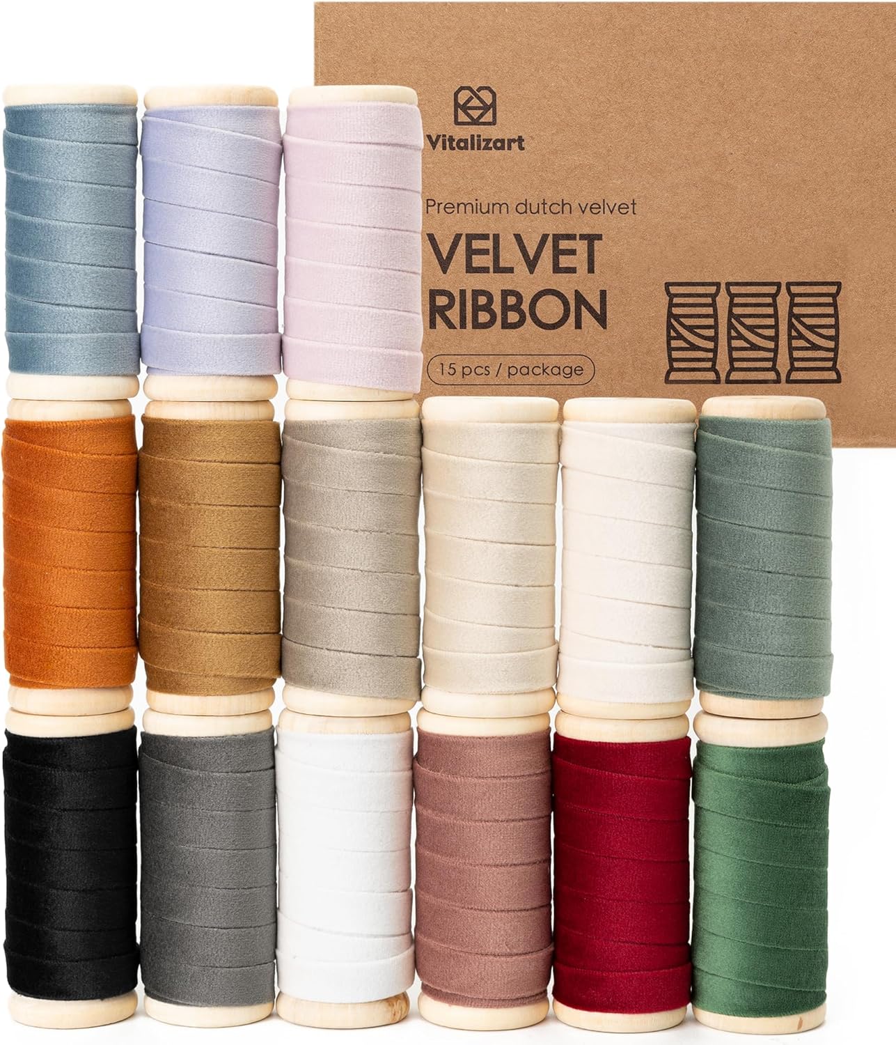 Vitalizart Velvet Ribbon Set for Christmas Wreaths and Crafts