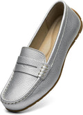 Women's Lightweight Leather Penny Loafers Slip-Ons - Comfortable Work