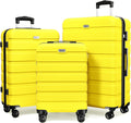 Black 3-Piece Hardshell Luggage Set 20 24 28 in - Lightweight Travel