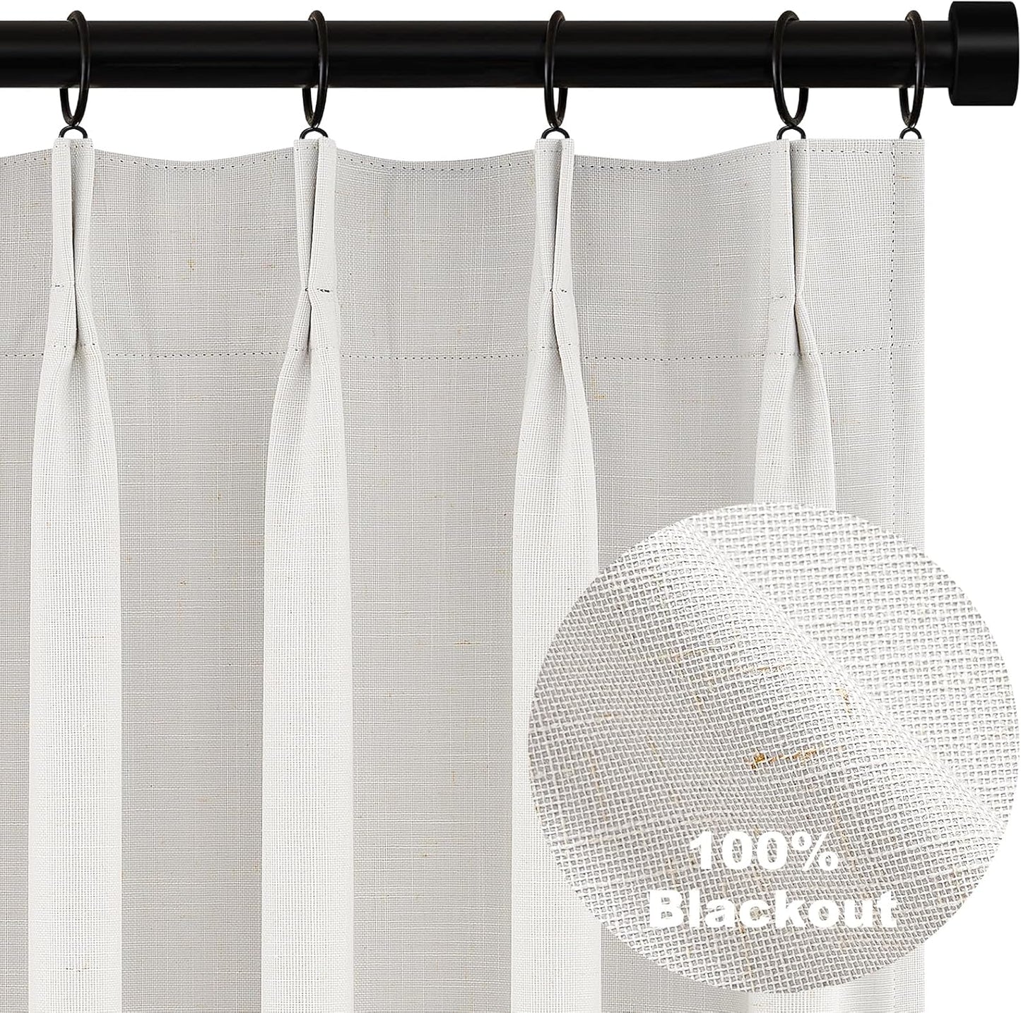 Topfinel 94 Inch Full Blackout Linen Curtains for Bedroom