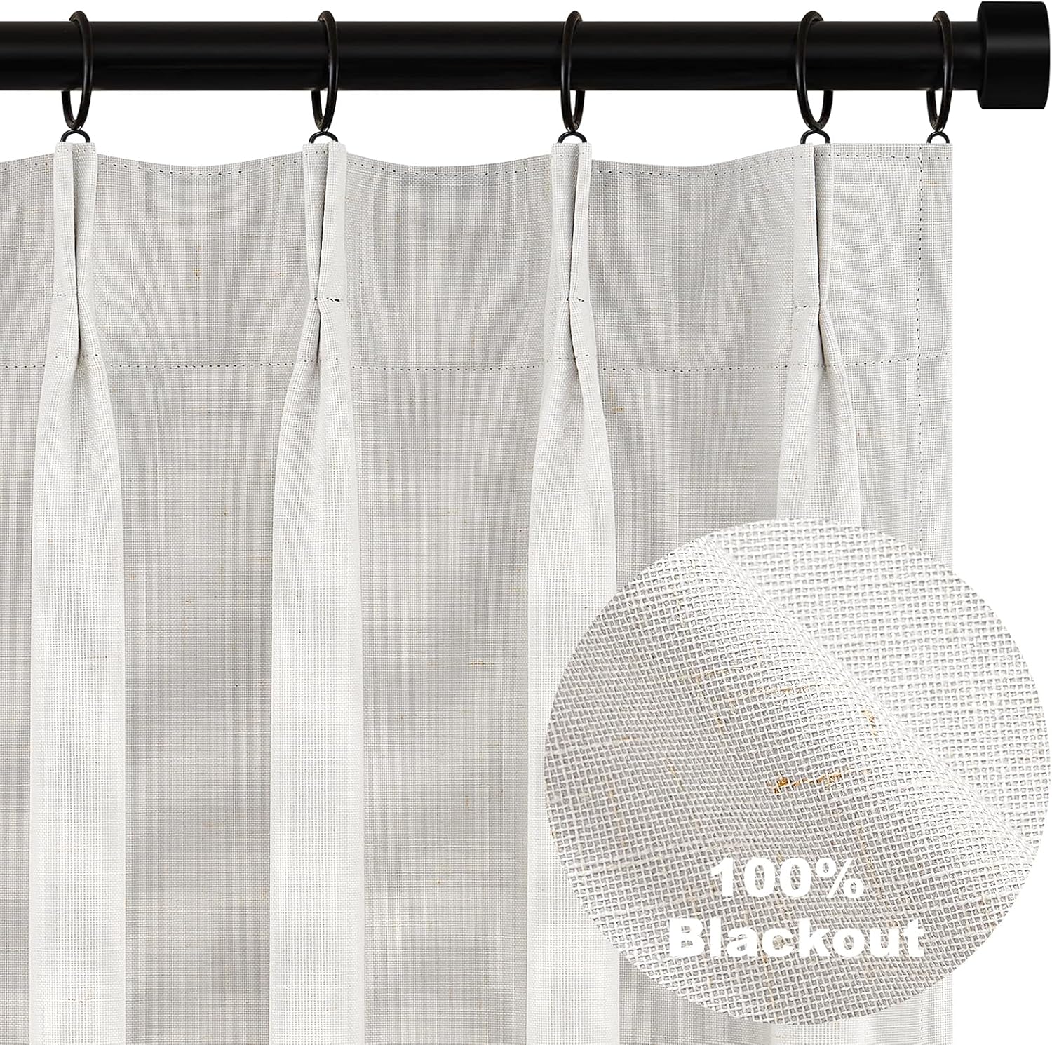 Topfinel 94 Inch Full Blackout Linen Curtains for Bedroom
