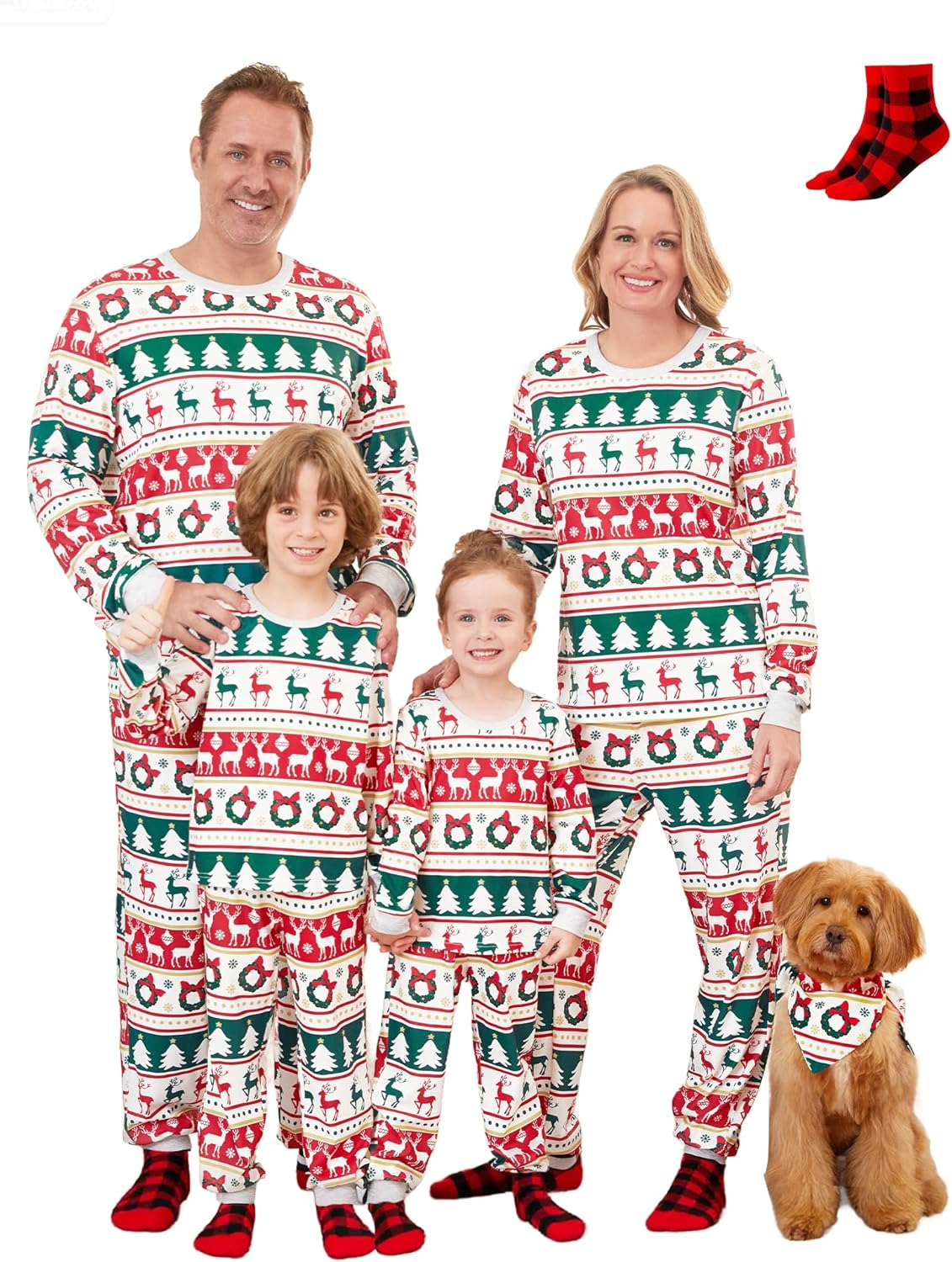Matching Christmas Family Pajama Sets with Cozy Socks for All