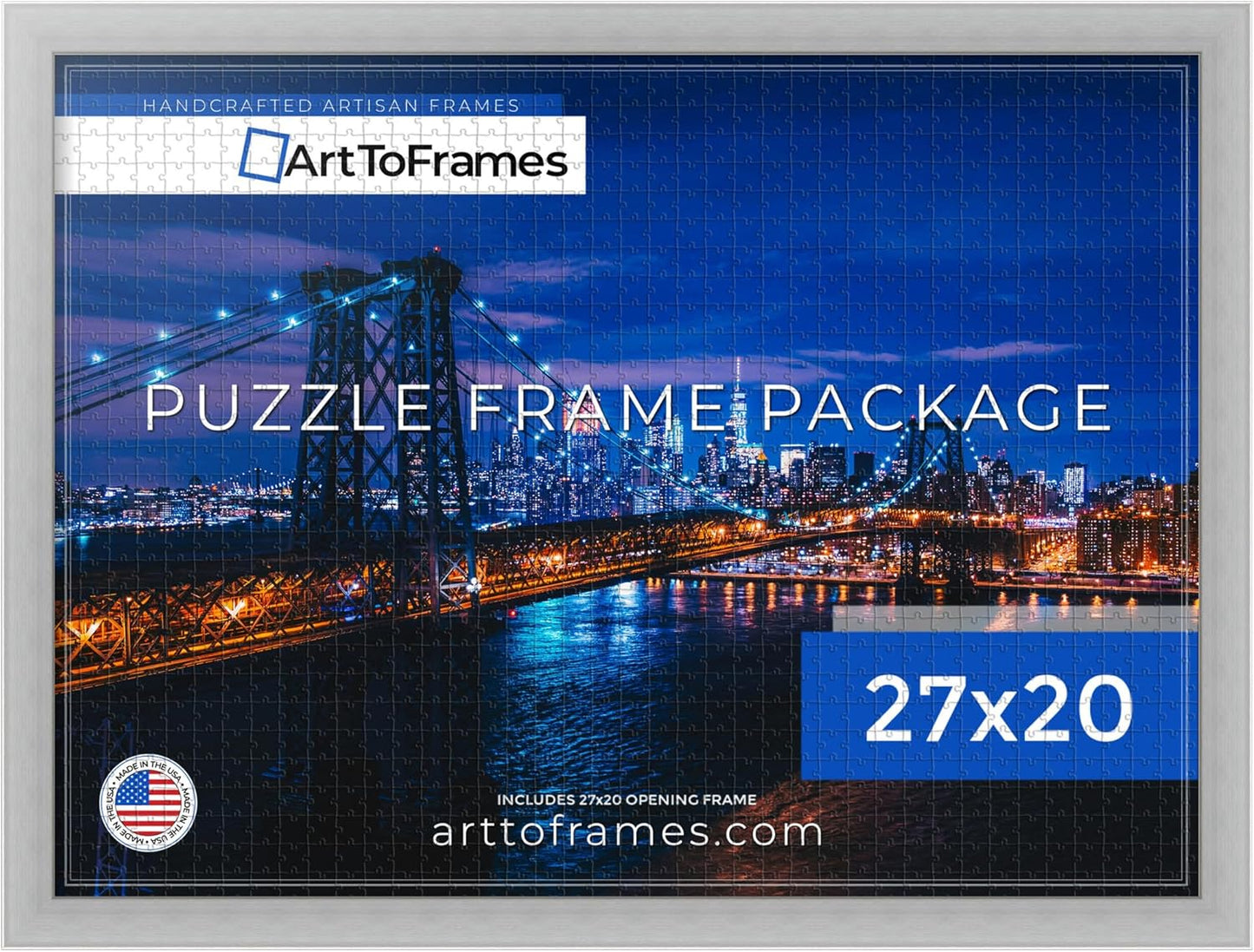 27x20 INCH Silver Frame for 2000 Piece Puzzles - Elegant Design