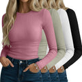 Neer 4 Pack Women's Ribbed Long Sleeve Shirts - Slim Cotton Base Layer