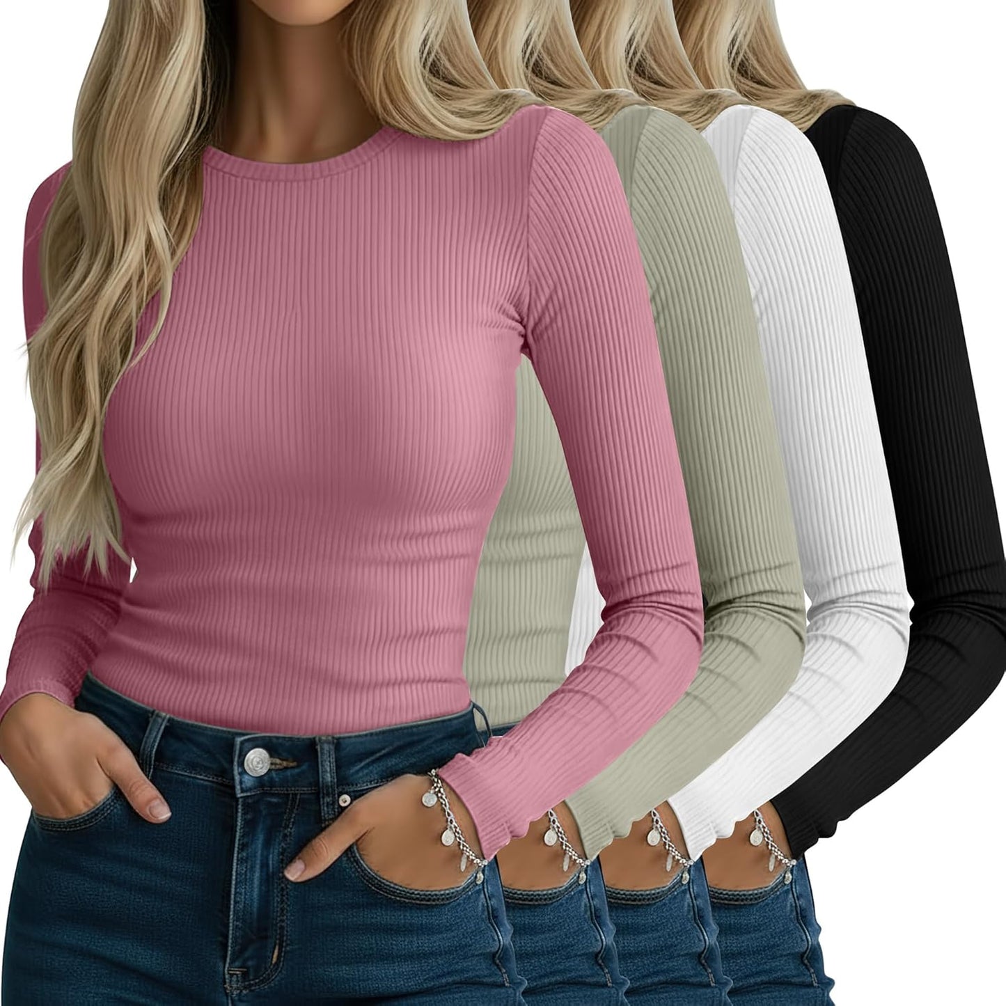 Neer Women's Ribbed Long Sleeve Shirts for Casual Style