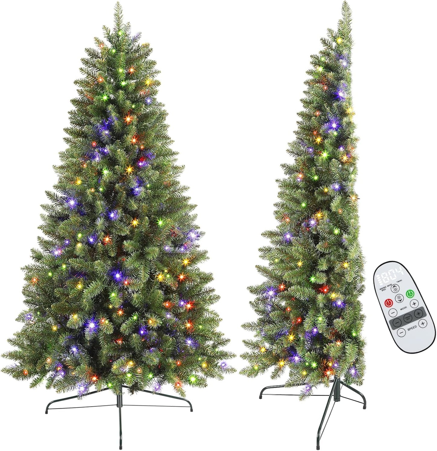 6.5ft Half Prelit Premium Artificial Christmas Tree with Remote