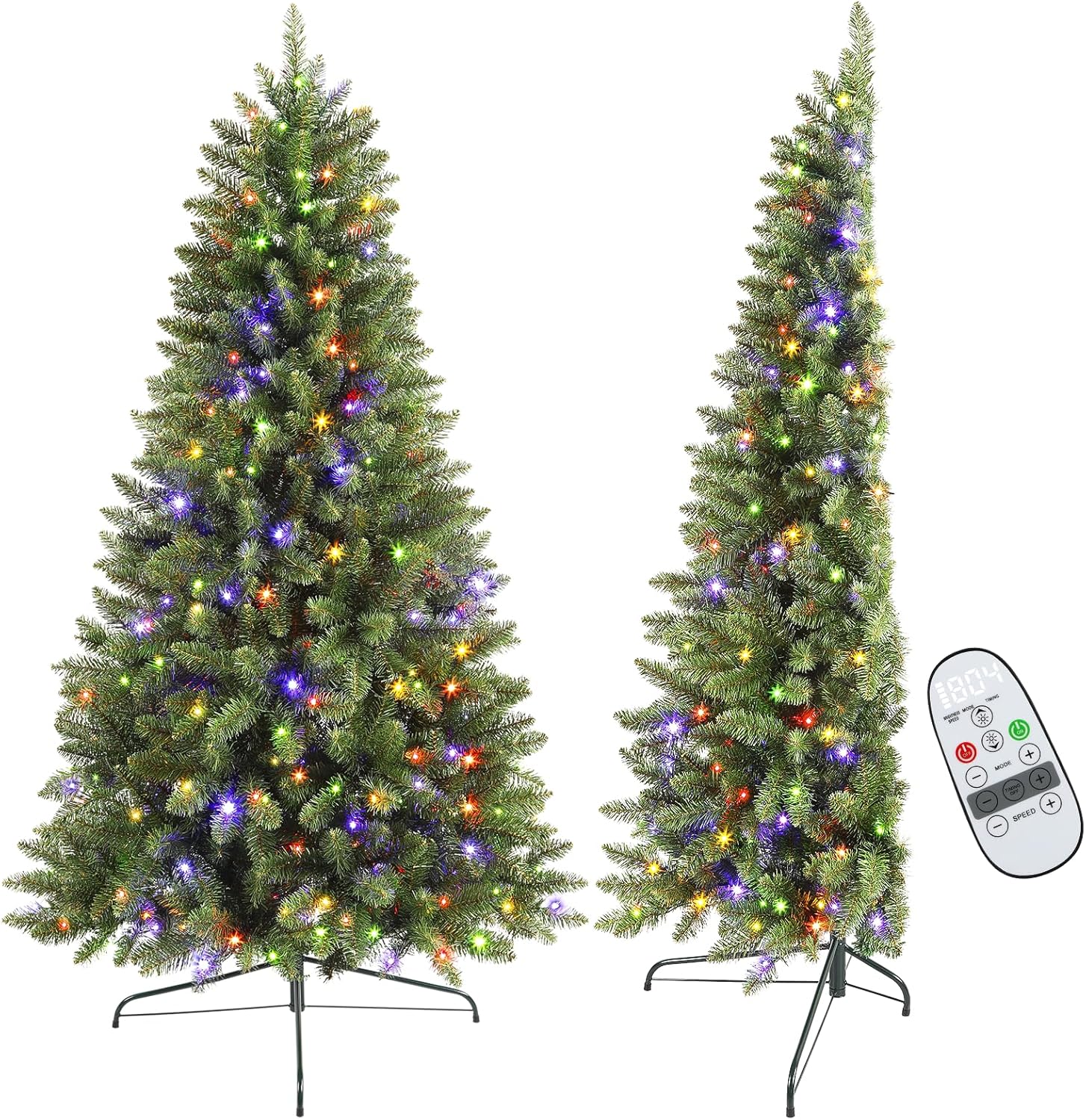 6.5ft Half Prelit Premium Artificial Christmas Tree with Remote