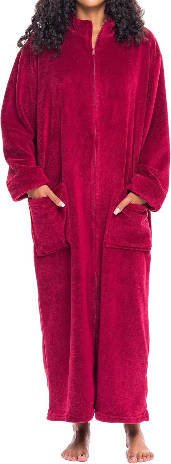 Plush Zipper Robes for Plus Size Women by Alexander Del Rossa