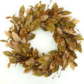 20ft Fall Wreath with Brown Magnolia Leaves and Pomegranates - Rustic