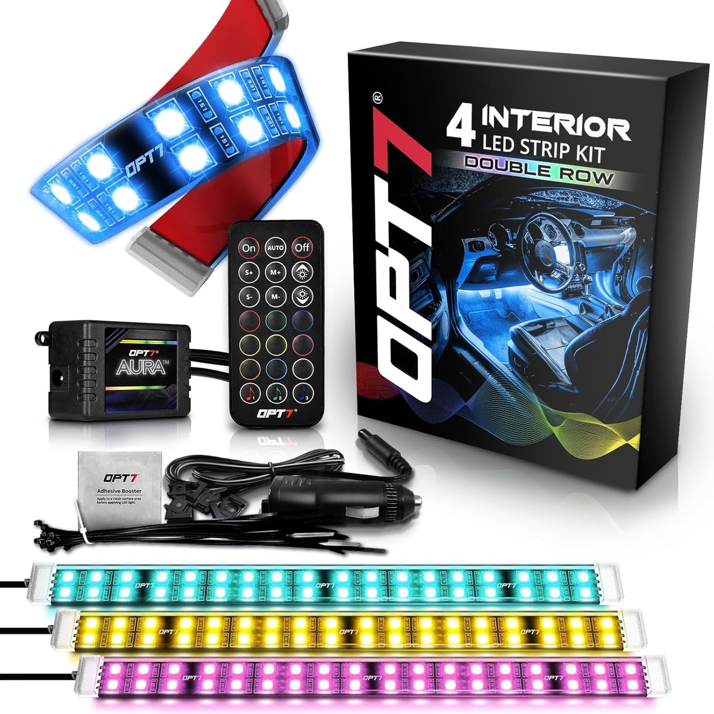 OPT7 Aura Double Row Car LED Lights with Wireless Remote Control