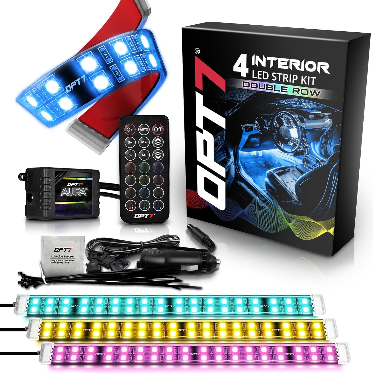 OPT7 Aura Double Row Car LED Lights with Wireless Remote Control
