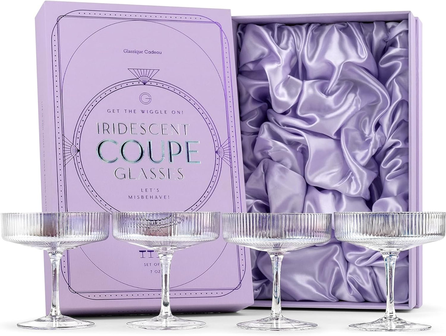 Rainbow Coupe Glasses Set | 7 oz Art Deco Style