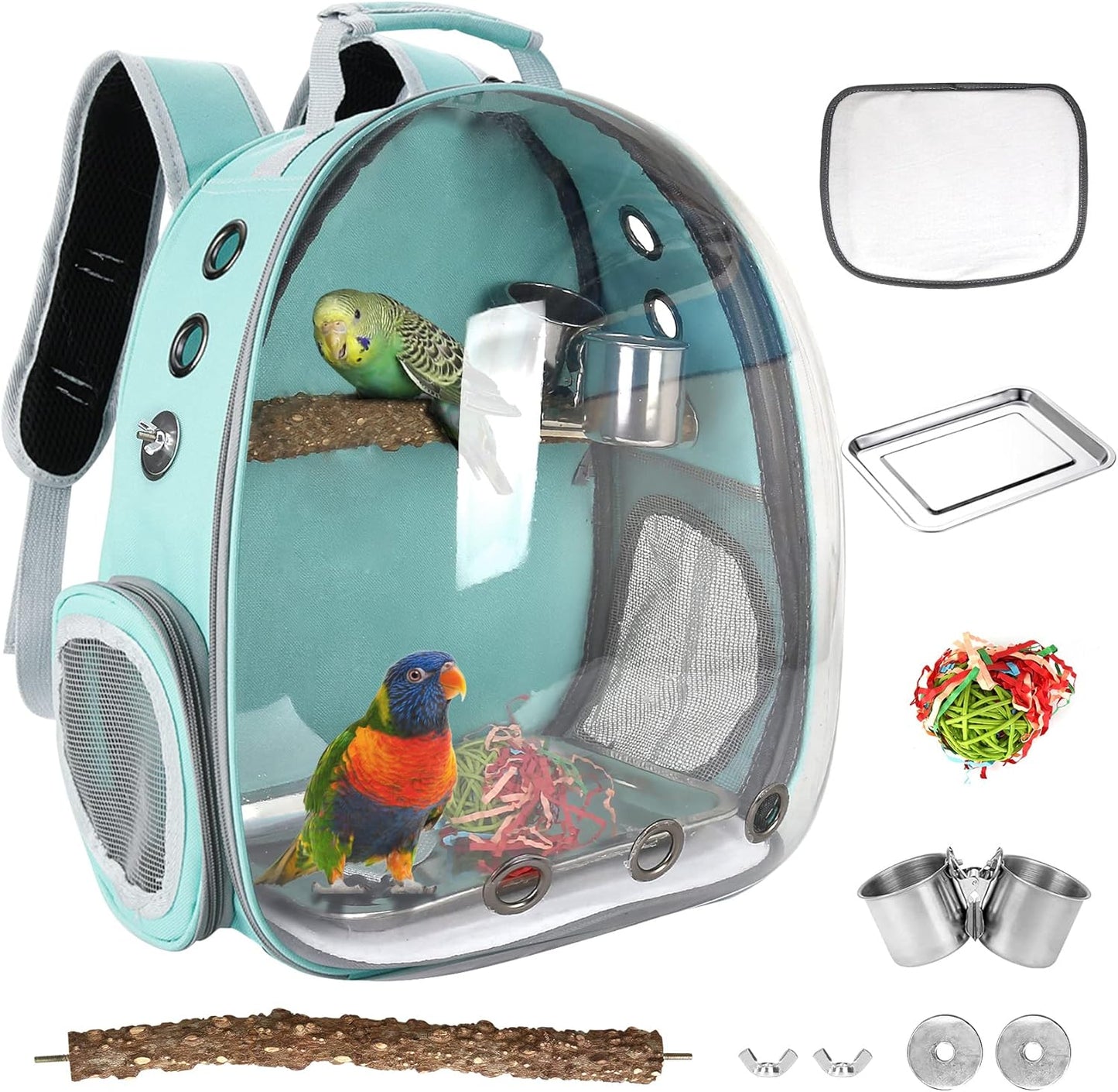 Portable Bird Backpack Carrier with Perch for Small Pets