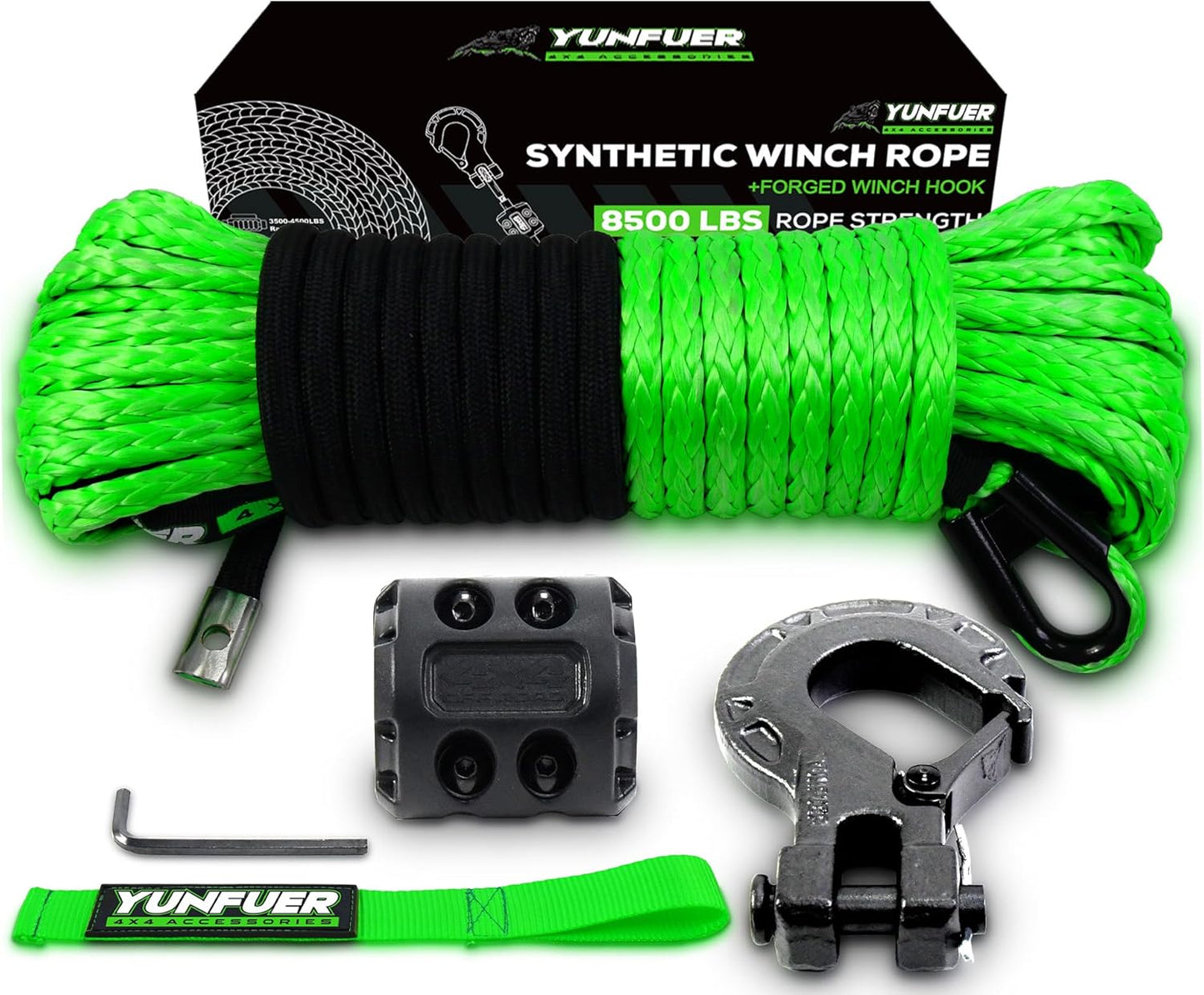 Synthetic Winch Rope Cable Kit for ATV UTV with Accessories