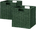 Vagusicc Wicker Storage Basket Set of 2 - Foldable Cube Organizers