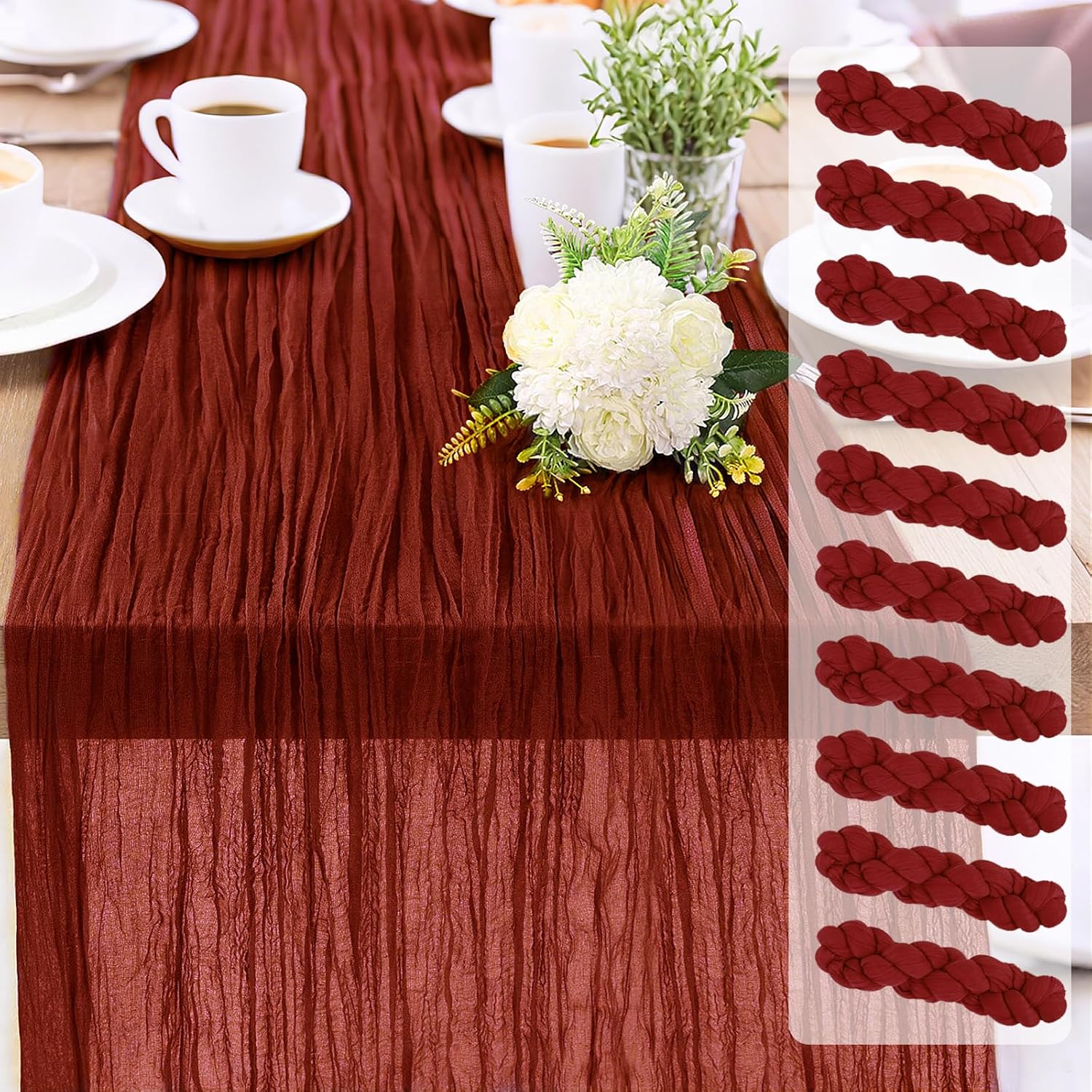 Cheesecloth Table Runner 10FT - Rustic Sheer Decor for Events