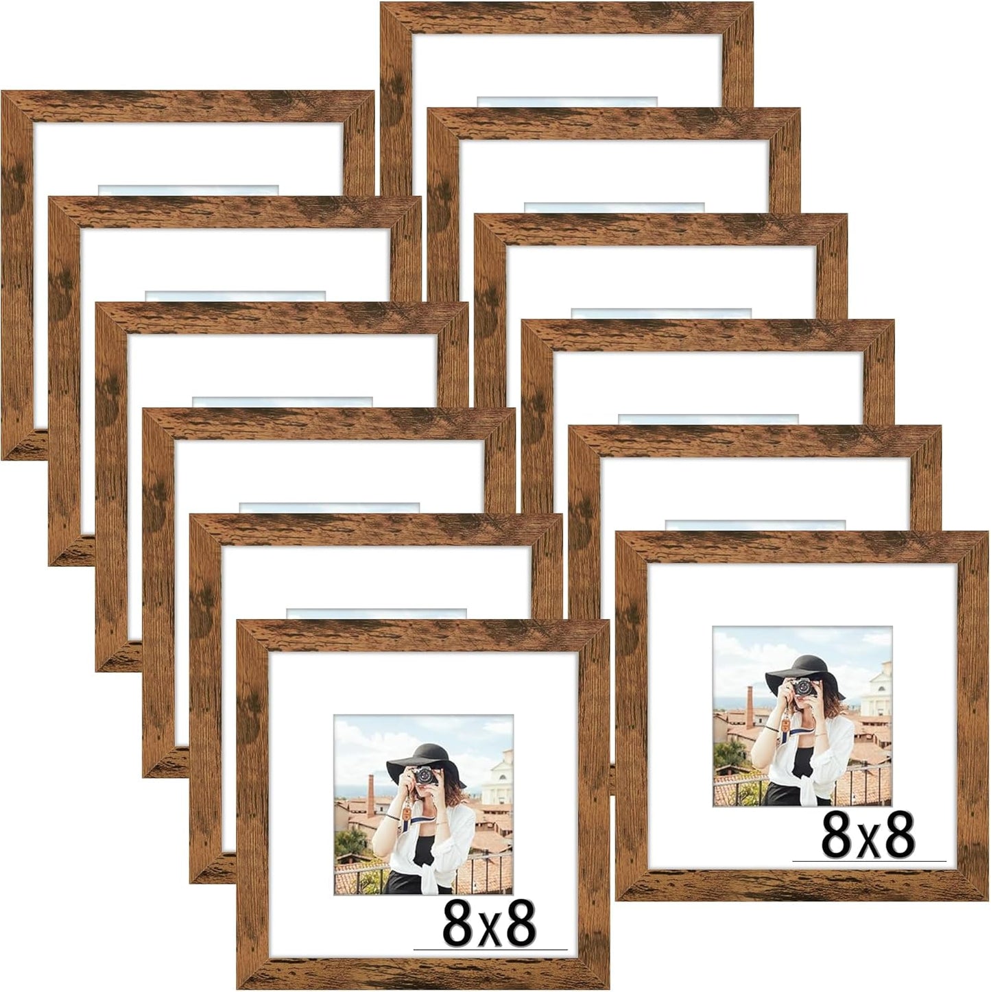 Picrit 8x8 Picture Frame Set of 12 for Wall or Table Display