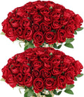 Hananona 50 Artificial Roses in Bulk - Realistic Velvet Burgundy
