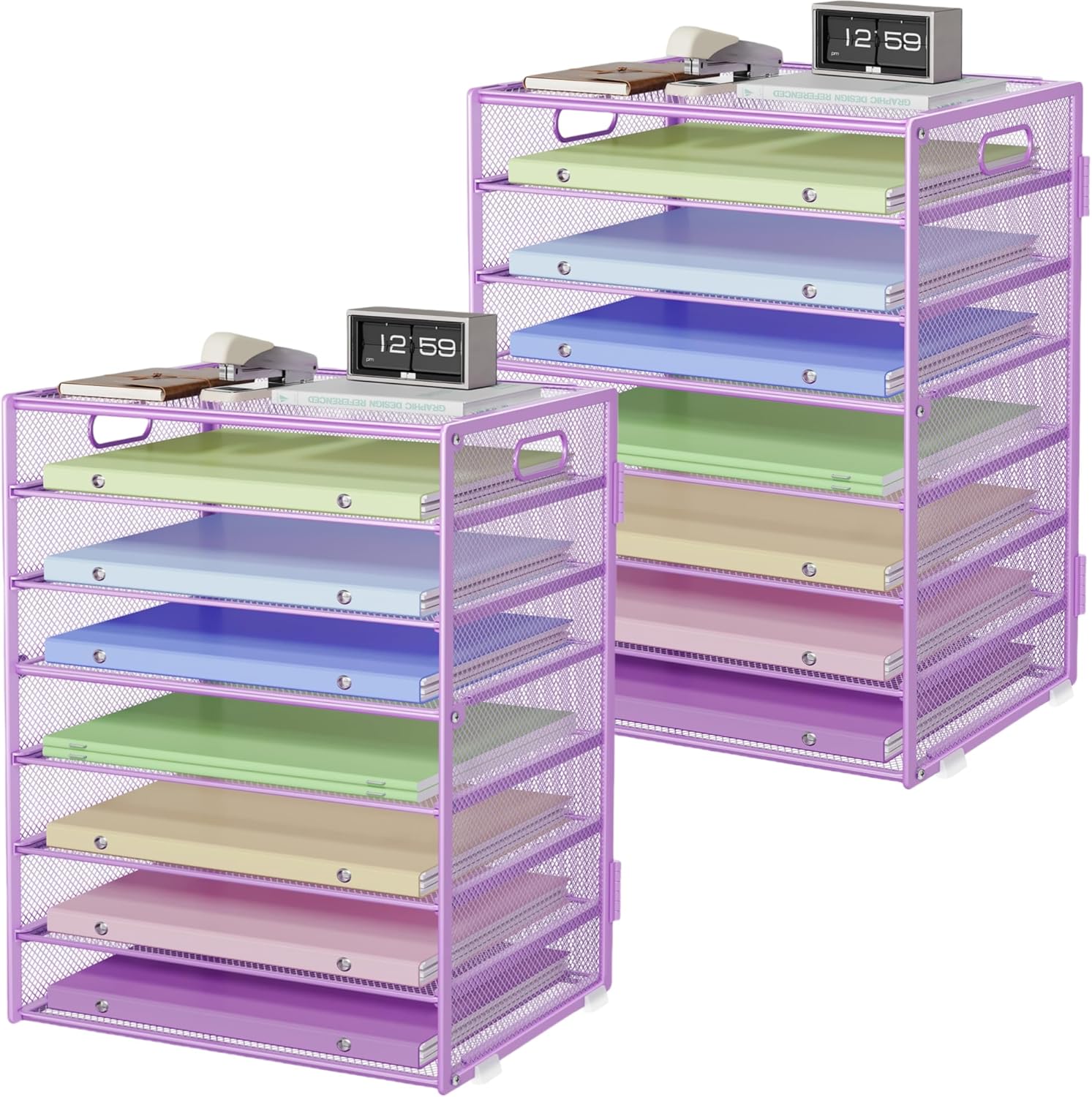 Paper Organizer with Handle Metal Mesh File Sorter for Desk